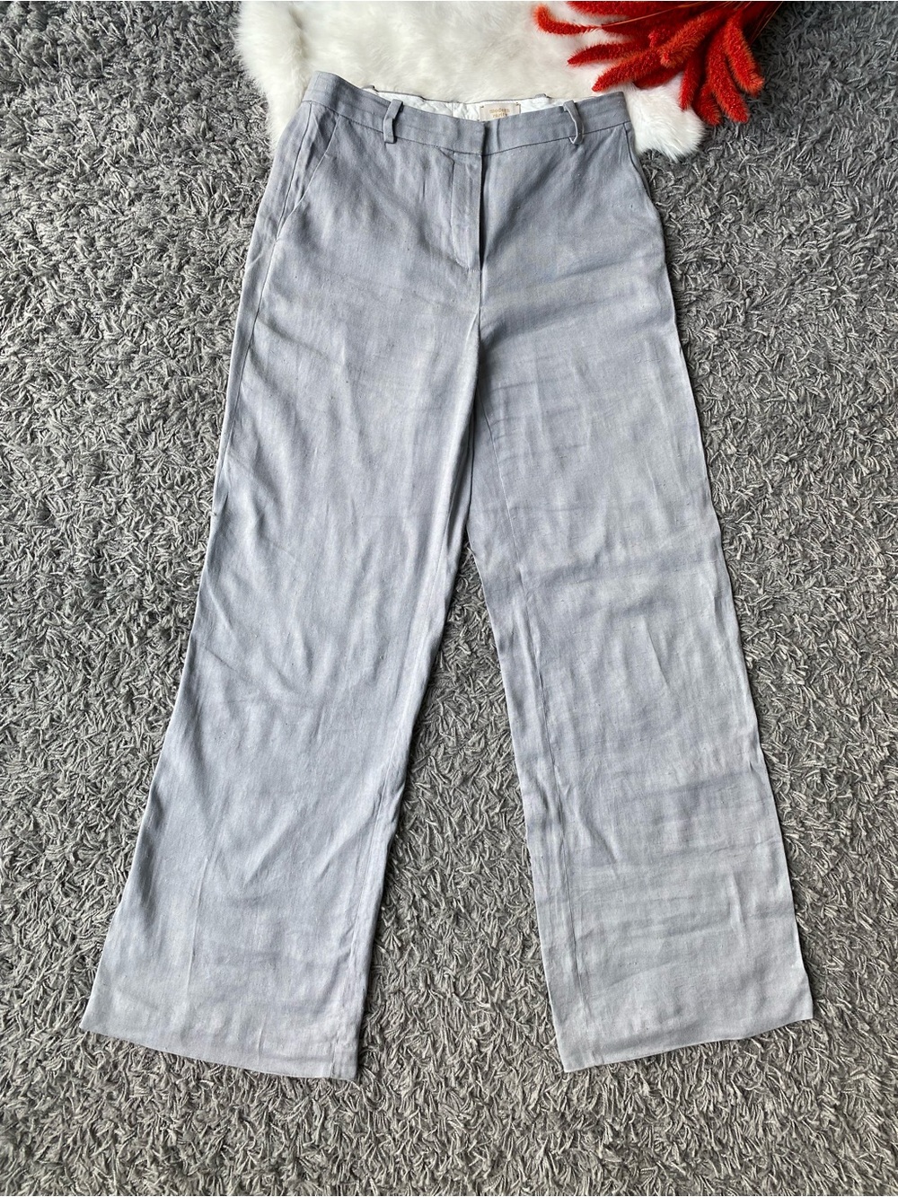 Modern Rarity Dove Grey Linen Blend Wide Leg Trousers